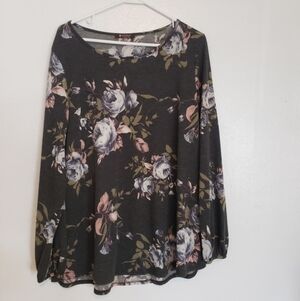 Bom Bom Soft Floral Tunic XL Grey Blue Pink